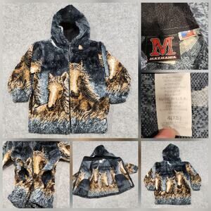 VTG Mazmania Boys Kids Youth XS 4 4T Horse Landscape AOP Fleece Full Zip Jacket